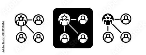 Organization Structure Solid color and black line drawing vector illustration set