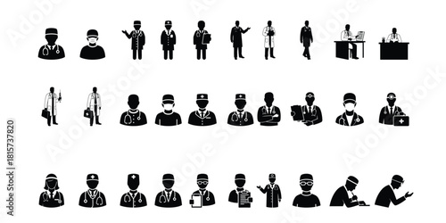 Doctor Icon Set  Medical Staff Silhouette Collection