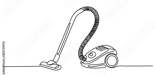Continuous line drawing of modern vacuum cleaner for home use