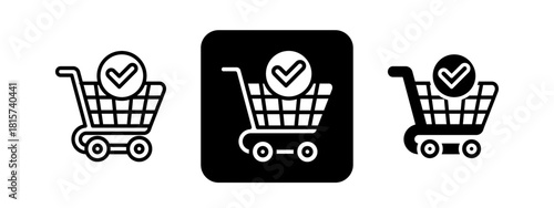 Checkout Solid color and black line drawing vector illustration set