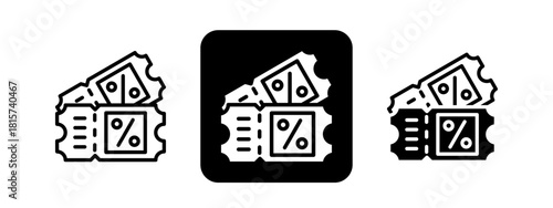 Coupons Solid color and black line drawing vector illustration set