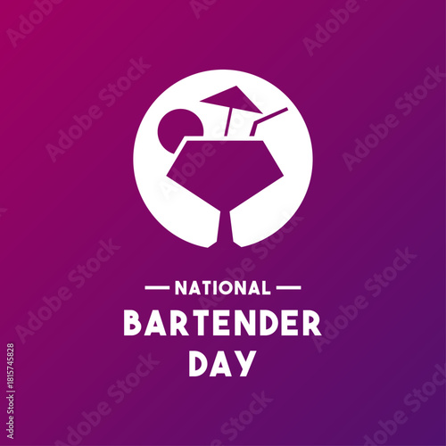 National Bartender Day. December. Purple gradient background. Banner, card, background.