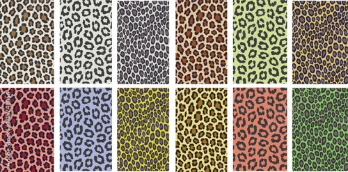 Leopard Skin Seamless Pattern Backgrounds Collection .