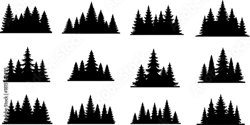 Minimal Pine Forest Silhouette Collection