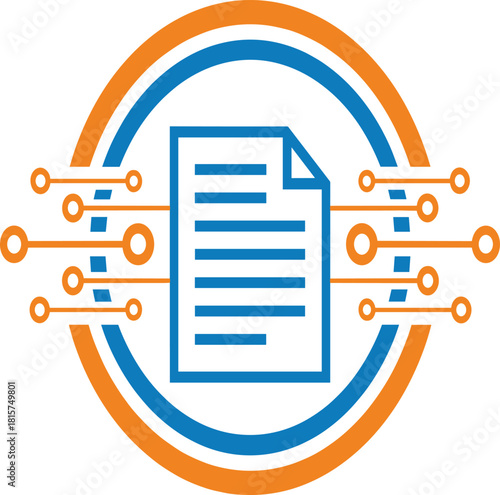 Digital Document and Data Flow Logo Vector Illustration - Technology and Information Processing Graphic