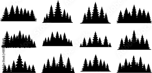 Minimal Pine Forest Silhouette Collection