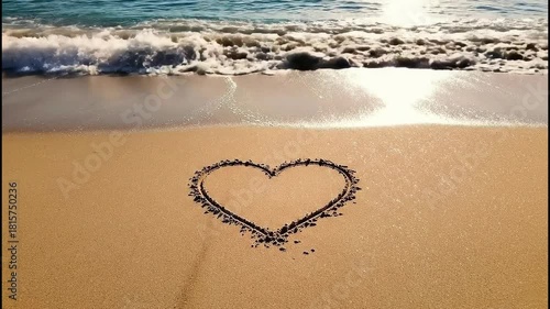 Valentine's Day 2026 Ocean Wave Washes Away Heart Drawn in Sand Beautiful Beach Looping Symbolic Romantic Video Temporary Love Memory Emotional Hope Discovery Forever Relaxation Sea Island Sunset Free