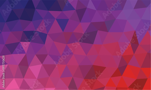 Geometric triangle pattern uses purple, pink and red hues in abstract polygonal arrangement