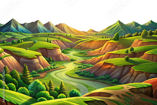 Driftless Area Wisconsin Sharp green ridges and deep valleys untouched by glaciers, with misty sunrise covering rolling hills