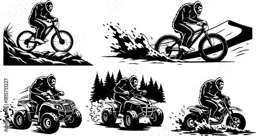Extreme Rider Silhouettes Set – BMX, Dirt Bike & ATV Racing Vector Icons