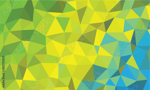 Abstract triangle mosaic showcases vibrant blend of green, yellow and blue color spectrum