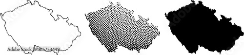 Czech Republic Map Outlines and Dot Pattern
