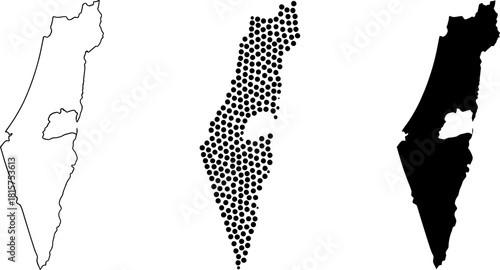 Israel Map Outline and Dot Pattern Graphics