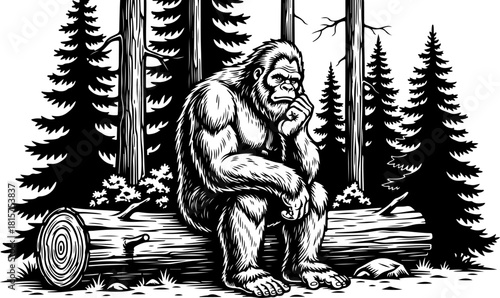 Title Name: Thinking Bigfoot in the Forest