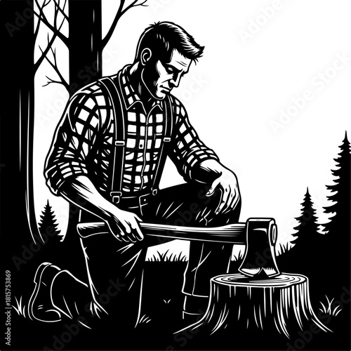 Lumberjack Wood Splitter Illustration