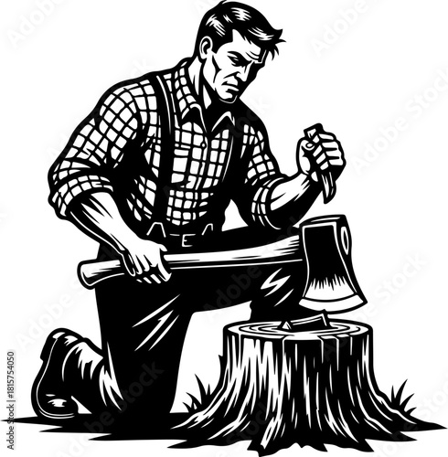 Lumberjack Wood Splitter Illustration