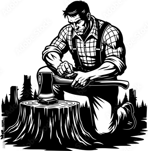 Lumberjack Wood Splitter Illustration