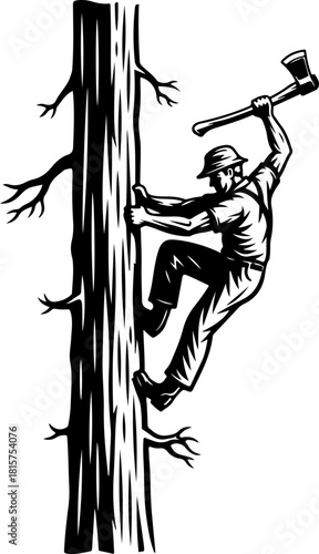 Lumberjack Wood Splitter Illustration