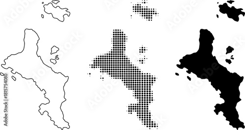 Seychelles Maps Silhouette Outline Dots