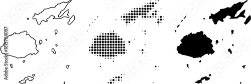 Fiji Map Set - Outline, Dot Pattern, Solid Fill