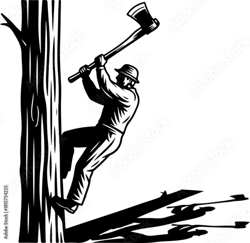 Lumberjack Wood Splitter Illustration