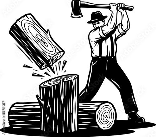 Lumberjack Wood Splitter Illustration