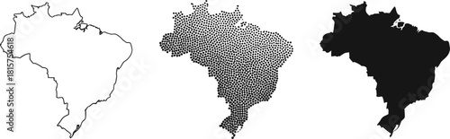 Brazil Map Outlines and Dot Fill Silhouette