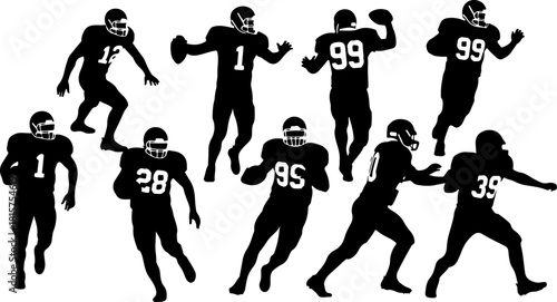 American Football Player Silhouette Bundle