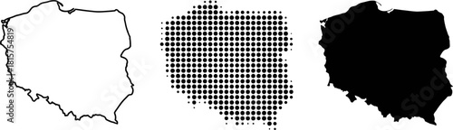 Poland Map Outline Silhouette Dot Pattern