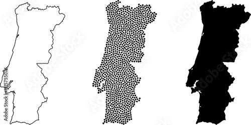 Portugal Map Outline Dot Fill Silhouette Collection