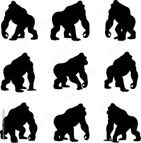 Gorilla Silhouette Bundle | Powerful Ape Vector Set for T-Shirts & Crafts
