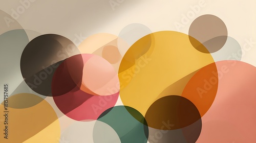 Overlapping circles in warm and muted colors create an abstract background composition