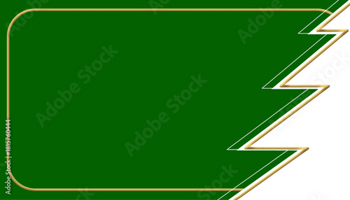 elegant christmas card template with a golden frame and stylized christmas tree on a green background