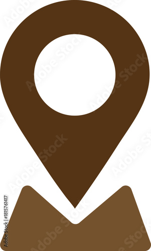 Brown map pointer icon for location navigation and travel applications