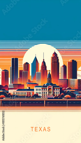 Sunset Skyline - The Spirit of Texas Cities