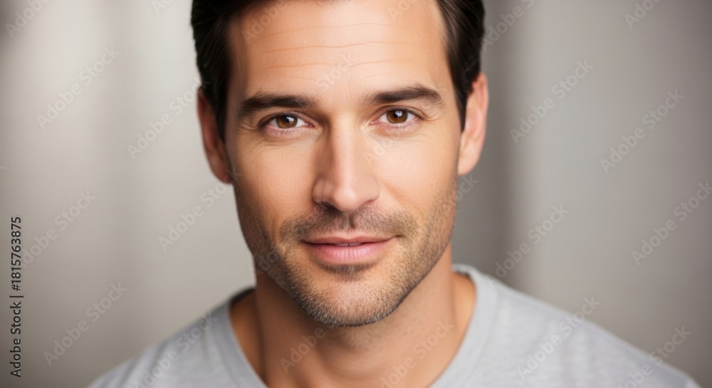 Obraz premium Close-up Portrait of a Confident Man with Well-Groomed Appearance