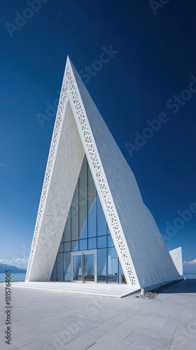 Modern White Chapel With Triangular Facade