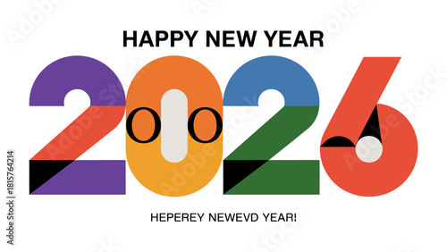 New Year's Eve Celebration: Festive typography declares Happy New Year 2026, a vibrant and celebratory design that perfectly captures the anticipation and excitement of a fresh start.