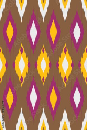 Luminous Tribal Ikat Pattern with Radiant Blends and Hand-Crafted Fiber Structure