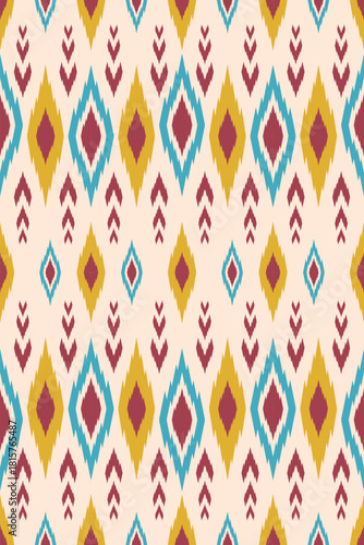 Celestial Glow Ikat Design with Star-Inspired Symmetry and Soft Multicolor Luminosity