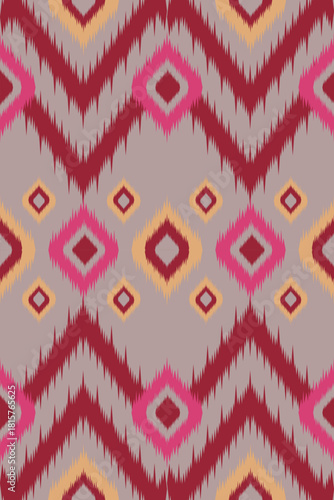 Boho Luxe Ikat Motif with High-Detail Color Variations and Soft Textured Lines