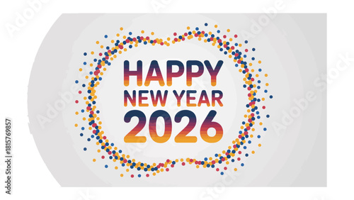 New Year 2026: An eye-catching graphic design announces the arrival of the New Year 2026. A vibrant design, spreading joy and positivity.