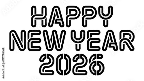 Happy New Year 2026: A minimalist greeting card design expressing well wishes for the coming year. This message encapsulates the anticipation of new beginnings and joyous celebrations.