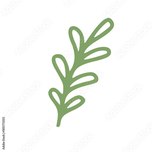 green leaf in handdrawn outline