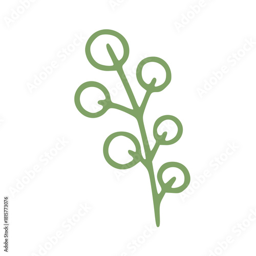green leaf in handdrawn outline