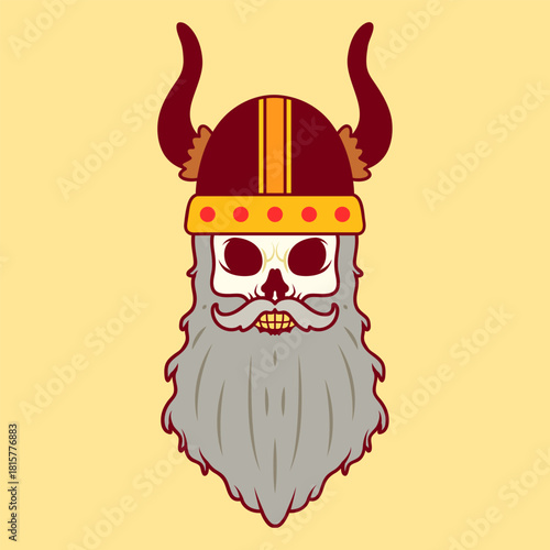 Beard Skull with Viking Hat