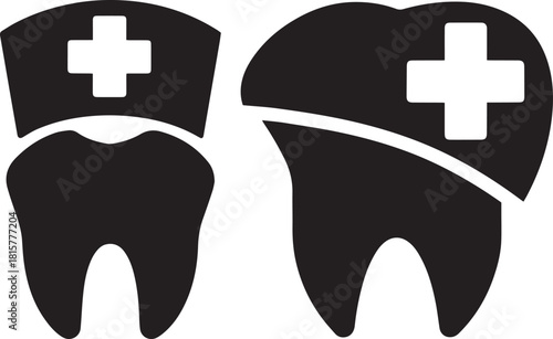 dental care, medical symbol, tooth icon, black and white, minimalist, simple, graphic design
