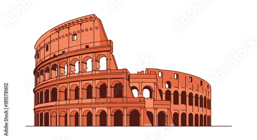 Iconic Ancient Roman Colosseum Architectural Landmark Illustration