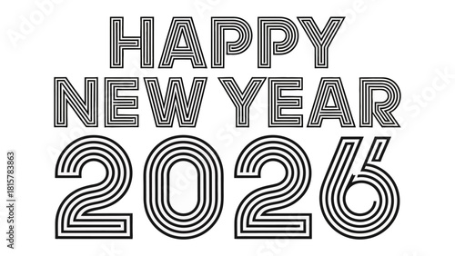 New Year's Greetings 2026: A stylish typographic design, wishing a Happy New Year 2026, offering a contemporary celebratory message. 