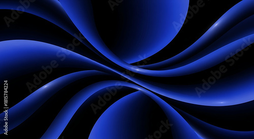 Abstract flowing blue and black wavy lines with soft glowing highlights on a dark background, futuristic digital art
